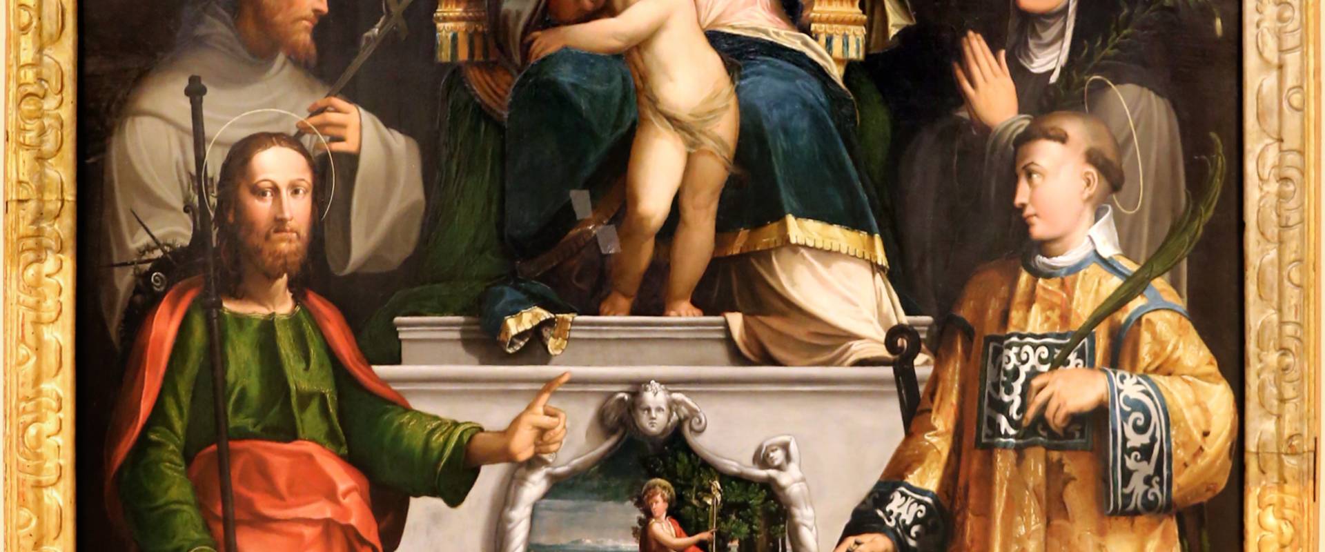 Niccolò dell'abate, madonna in trono col bambino e i ss. francesco, chiara, jacopo e lorenzo, 1540-41 ca. 01 foto di Sailko